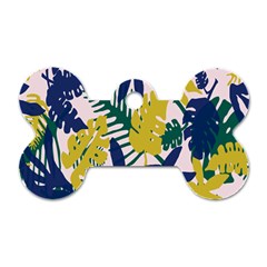 Tropics Leaf Yellow Green Blue Dog Tag Bone (two Sides)