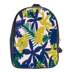 Tropics Leaf Yellow Green Blue School Bags(large)  by Mariart