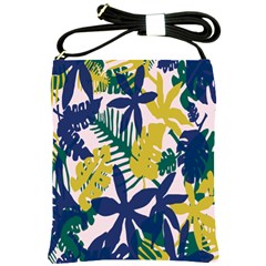 Tropics Leaf Yellow Green Blue Shoulder Sling Bags by Mariart