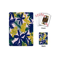 Tropics Leaf Yellow Green Blue Playing Cards (mini)  by Mariart