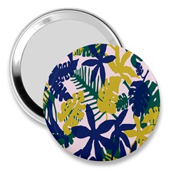 Tropics Leaf Yellow Green Blue 3  Handbag Mirrors