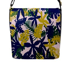 Tropics Leaf Yellow Green Blue Flap Messenger Bag (l)  by Mariart