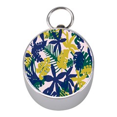 Tropics Leaf Yellow Green Blue Mini Silver Compasses by Mariart