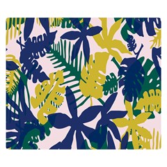 Tropics Leaf Yellow Green Blue Double Sided Flano Blanket (small) 