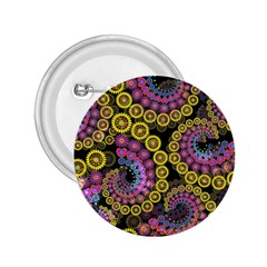 Spiral Floral Fractal Flower Star Sunflower Purple Yellow 2 25  Buttons