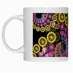 Spiral Floral Fractal Flower Star Sunflower Purple Yellow White Mugs by Mariart