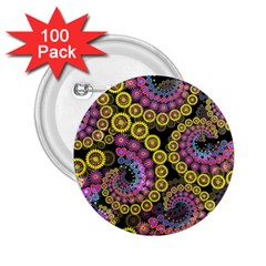 Spiral Floral Fractal Flower Star Sunflower Purple Yellow 2 25  Buttons (100 Pack)  by Mariart