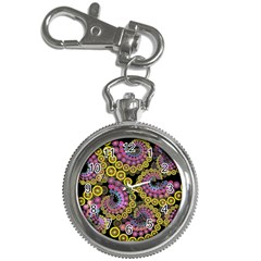 Spiral Floral Fractal Flower Star Sunflower Purple Yellow Key Chain Watches by Mariart