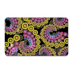 Spiral Floral Fractal Flower Star Sunflower Purple Yellow Magnet (rectangular)