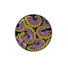 Spiral Floral Fractal Flower Star Sunflower Purple Yellow Hat Clip Ball Marker by Mariart