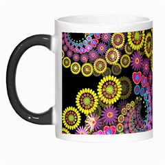 Spiral Floral Fractal Flower Star Sunflower Purple Yellow Morph Mugs by Mariart