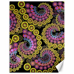 Spiral Floral Fractal Flower Star Sunflower Purple Yellow Canvas 12  X 16   by Mariart