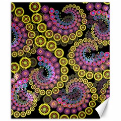 Spiral Floral Fractal Flower Star Sunflower Purple Yellow Canvas 20  X 24   by Mariart