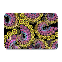 Spiral Floral Fractal Flower Star Sunflower Purple Yellow Plate Mats by Mariart