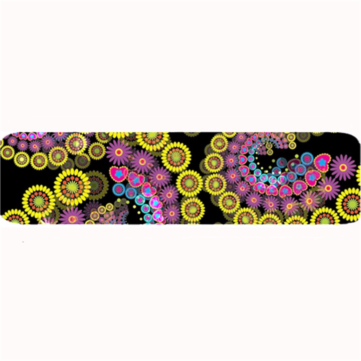 Spiral Floral Fractal Flower Star Sunflower Purple Yellow Large Bar Mats