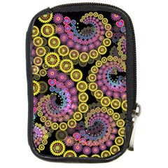 Spiral Floral Fractal Flower Star Sunflower Purple Yellow Compact Camera Cases by Mariart