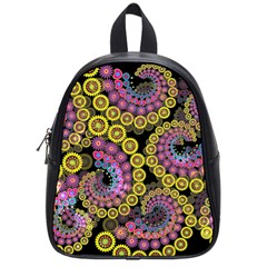 Spiral Floral Fractal Flower Star Sunflower Purple Yellow School Bags (small)  by Mariart