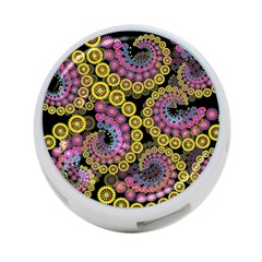 Spiral Floral Fractal Flower Star Sunflower Purple Yellow 4-port Usb Hub (one Side) by Mariart