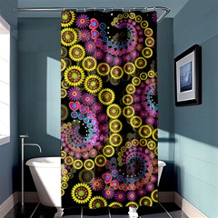 Spiral Floral Fractal Flower Star Sunflower Purple Yellow Shower Curtain 36  X 72  (stall) 