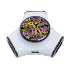 Spiral Floral Fractal Flower Star Sunflower Purple Yellow 3-port Usb Hub by Mariart