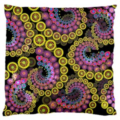 Spiral Floral Fractal Flower Star Sunflower Purple Yellow Large Cushion Case (one Side)