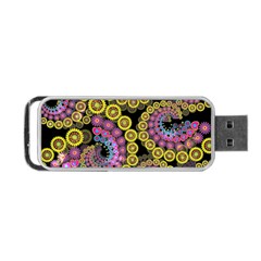 Spiral Floral Fractal Flower Star Sunflower Purple Yellow Portable Usb Flash (one Side) by Mariart