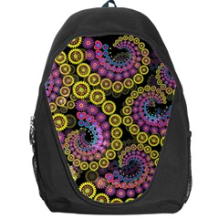 Spiral Floral Fractal Flower Star Sunflower Purple Yellow Backpack Bag