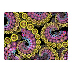 Spiral Floral Fractal Flower Star Sunflower Purple Yellow Double Sided Flano Blanket (mini)  by Mariart