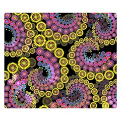 Spiral Floral Fractal Flower Star Sunflower Purple Yellow Double Sided Flano Blanket (small)  by Mariart