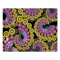 Spiral Floral Fractal Flower Star Sunflower Purple Yellow Double Sided Flano Blanket (large)  by Mariart