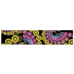 Spiral Floral Fractal Flower Star Sunflower Purple Yellow Flano Scarf (small) by Mariart