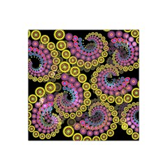 Spiral Floral Fractal Flower Star Sunflower Purple Yellow Satin Bandana Scarf by Mariart