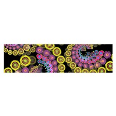 Spiral Floral Fractal Flower Star Sunflower Purple Yellow Satin Scarf (oblong) by Mariart