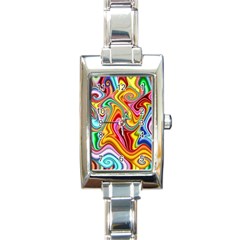 Rainbow Gnarls Rectangle Italian Charm Watch by WolfepawFractals