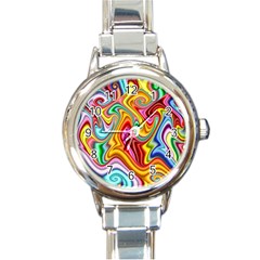 Rainbow Gnarls Round Italian Charm Watch by WolfepawFractals