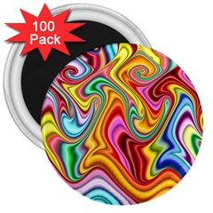 Rainbow Gnarls 3  Magnets (100 Pack) by WolfepawFractals