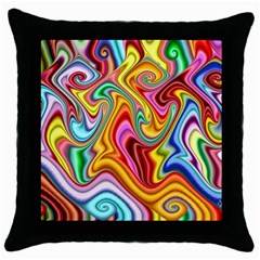 Rainbow Gnarls Throw Pillow Case (black) by WolfepawFractals