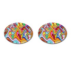 Rainbow Gnarls Cufflinks (oval) by WolfepawFractals