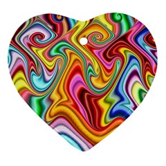 Rainbow Gnarls Heart Ornament (two Sides) by WolfepawFractals