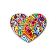 Rainbow Gnarls Rubber Coaster (heart)  by WolfepawFractals