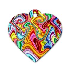 Rainbow Gnarls Dog Tag Heart (one Side) by WolfepawFractals