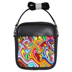 Rainbow Gnarls Girls Sling Bags by WolfepawFractals