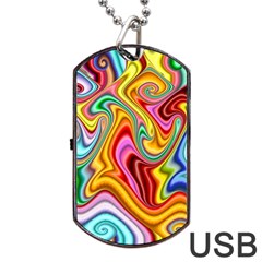 Rainbow Gnarls Dog Tag Usb Flash (one Side) by WolfepawFractals