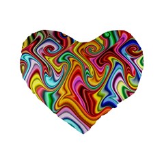 Rainbow Gnarls Standard 16  Premium Heart Shape Cushions by WolfepawFractals