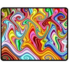 Rainbow Gnarls Double Sided Fleece Blanket (medium)  by WolfepawFractals