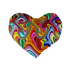 Rainbow Gnarls Standard 16  Premium Flano Heart Shape Cushions by WolfepawFractals