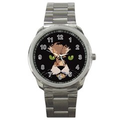 Cat  Sport Metal Watch by Valentinaart