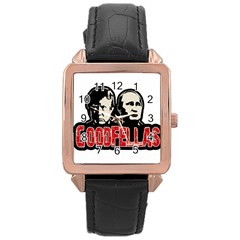 Goodfellas Putin And Trump Rose Gold Leather Watch 