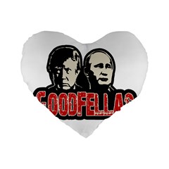 Goodfellas Putin and Trump Standard 16  Premium Flano Heart Shape Cushions