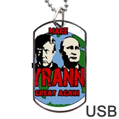 Make Tyranny Great Again Dog Tag Usb Flash (two Sides) by Valentinaart